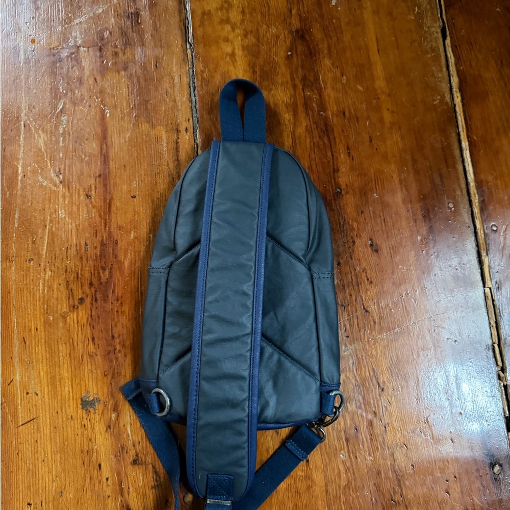 TSD brand Urban lightly coated canvas sling bag. Blue - Picture 3 of 5